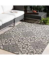 Livabliss Alfresco Alf-9637 Black 7'6" x 10'9" Area Rug, Indoor/Outdoor