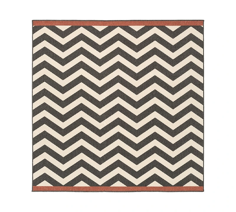 Closeout! Livabliss Alfresco Alf-9646 Black 8'9" Square Area Rug, Indoor/Outdoor