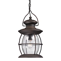 Village Lantern Collection 1 light outdoor pendant in Weathered Charcoal