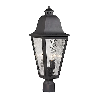 Forged Brookridge Collection 3 light outdoor post light in Charcoal
