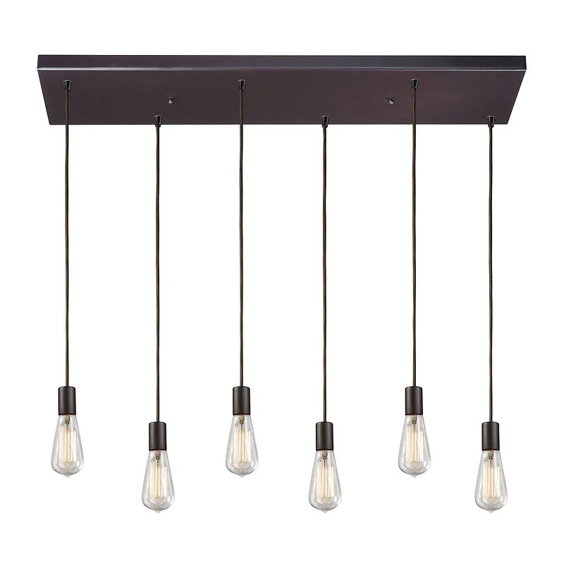 Menlow park 6- Light Pendant in Oiled Bronze