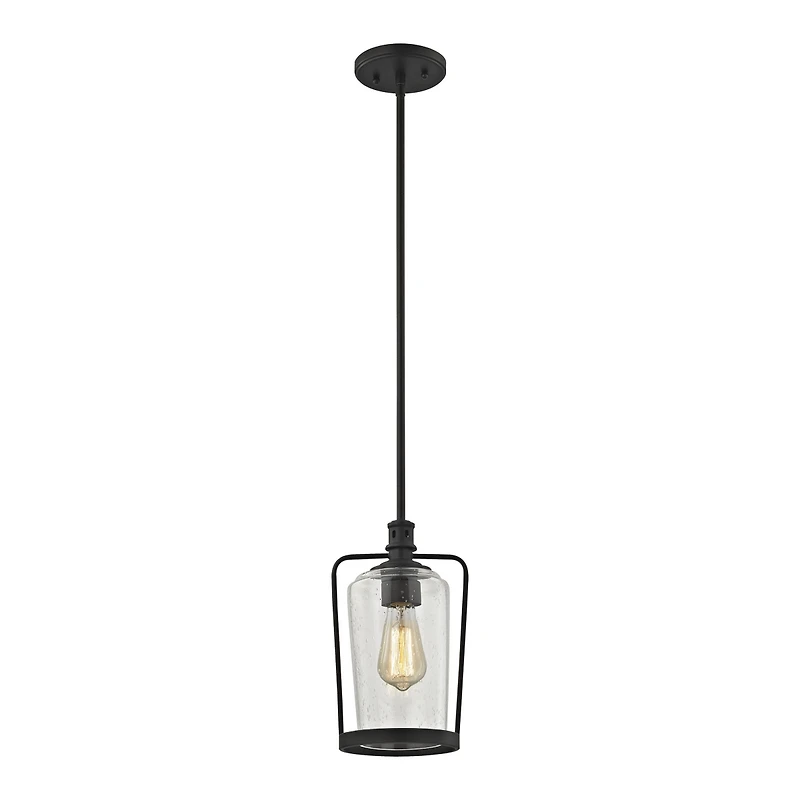 Hamel 1 Light Pendant in Oil Rubbed Bronze with Clear Seedy Glass