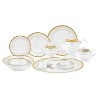 Lorren Home Trends Alina Gold 57-pc Dinnerware Set, Service for 8