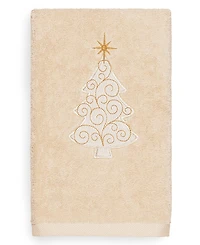 Linum Home Christmas Tree Scroll 100% Turkish Cotton Hand Towel