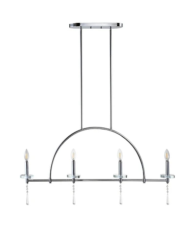 Jonathan Y Doris 4-Light Linear Metal, Crystal Led Pendant