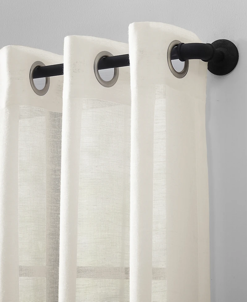 Slub Textured Linen Blend Grommet Top Curtain