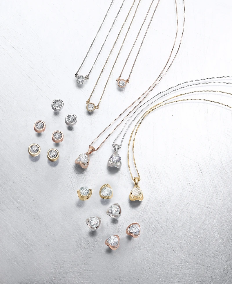 Bezel-Set Diamond Pendant Necklace (1/5 ct. t.w.) 14K Gold or White