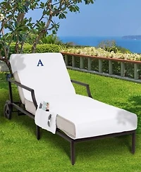 Linum Home Personalized Turkish Cotton Chaise Lounge Cover With Side Pockets