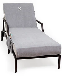 Linum Home Personalized Standard Size 100% Turkish Cotton Chaise Lounge Cover with Side Pockets