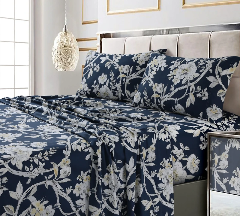 Tribeca Living Colmar Printed 300 Thread Count Cotton Sateen Extra Deep Pocket Sheet Set Set