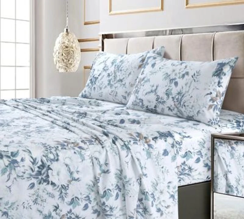 Tribeca Living Vernazza Printed 300 Thread Count Cotton Sateen Extra Deep Pocket Sheet Sets