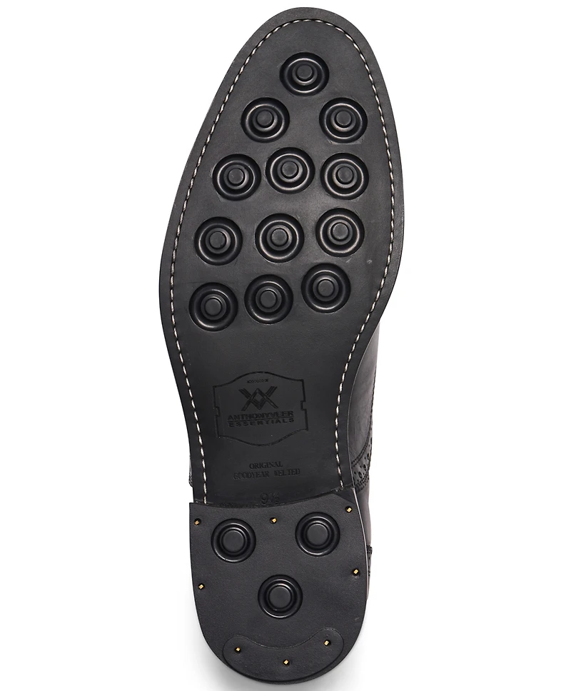 Anthony Veer Men's Ford Quarter Brogue Oxford Rubber Sole Lace-Up Dress Shoe