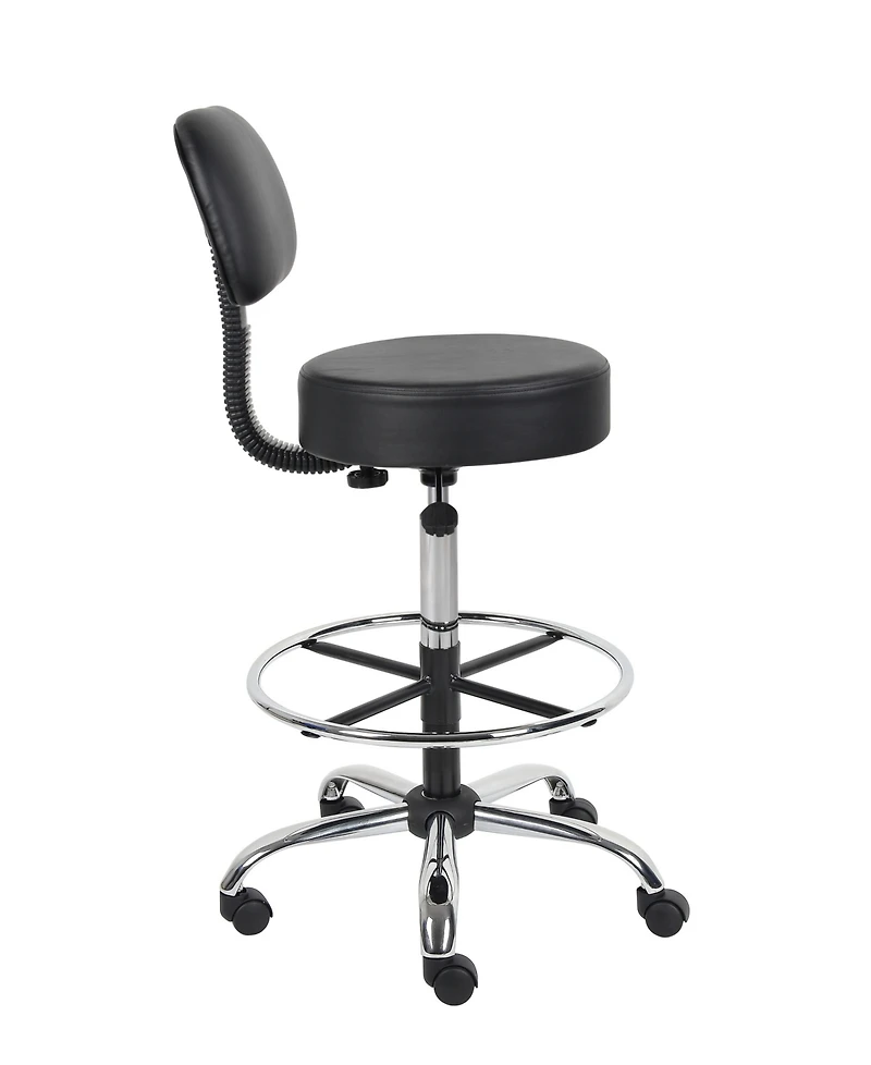 Boss Office Products Caressoft Medical/Drafting Stool W/ Back Cushion
