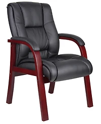 Boss Office Products Mid Back Wood Finished Guest Chair