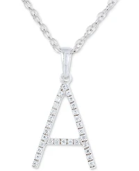 Diamond (1/10 ct. t.w.) Initial Pendant Necklace in 10k White Gold, 16" + 2" extender