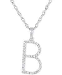 Diamond (1/10 ct. t.w.) Initial Pendant Necklace in 10k White Gold, 16" + 2" extender