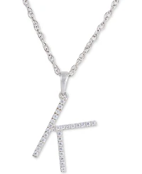 Diamond (1/10 ct. t.w.) Initial Pendant Necklace in 10k White Gold, 16" + 2" extender