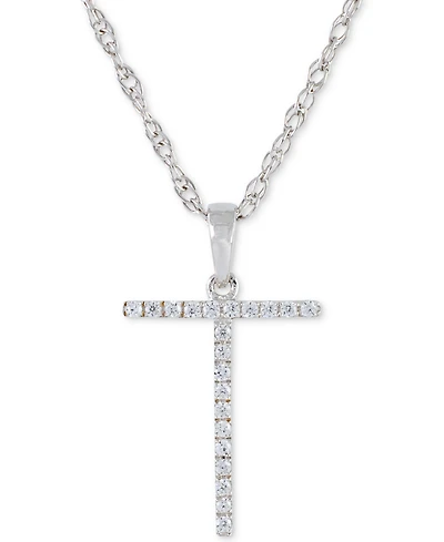 Diamond (1/10 ct. t.w.) Initial Pendant Necklace in 10k White Gold, 16" + 2" extender