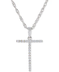 Diamond (1/10 ct. t.w.) Initial Pendant Necklace in 10k White Gold, 16" + 2" extender