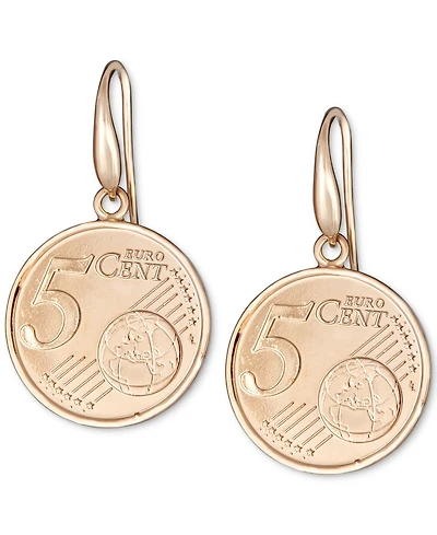 Euro-Look Coin Drop Earrings in 14k Gold-Plated Sterling Silver