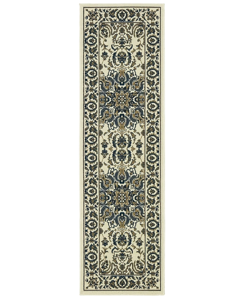 Oriental Weavers Marina 1248W Ivory/Navy 2'3" x 7'6" Indoor/Outdoor Runner Area Rug