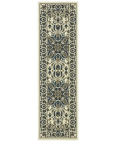Oriental Weavers Marina 1248W Ivory/Navy 2'3" x 7'6" Indoor/Outdoor Runner Area Rug