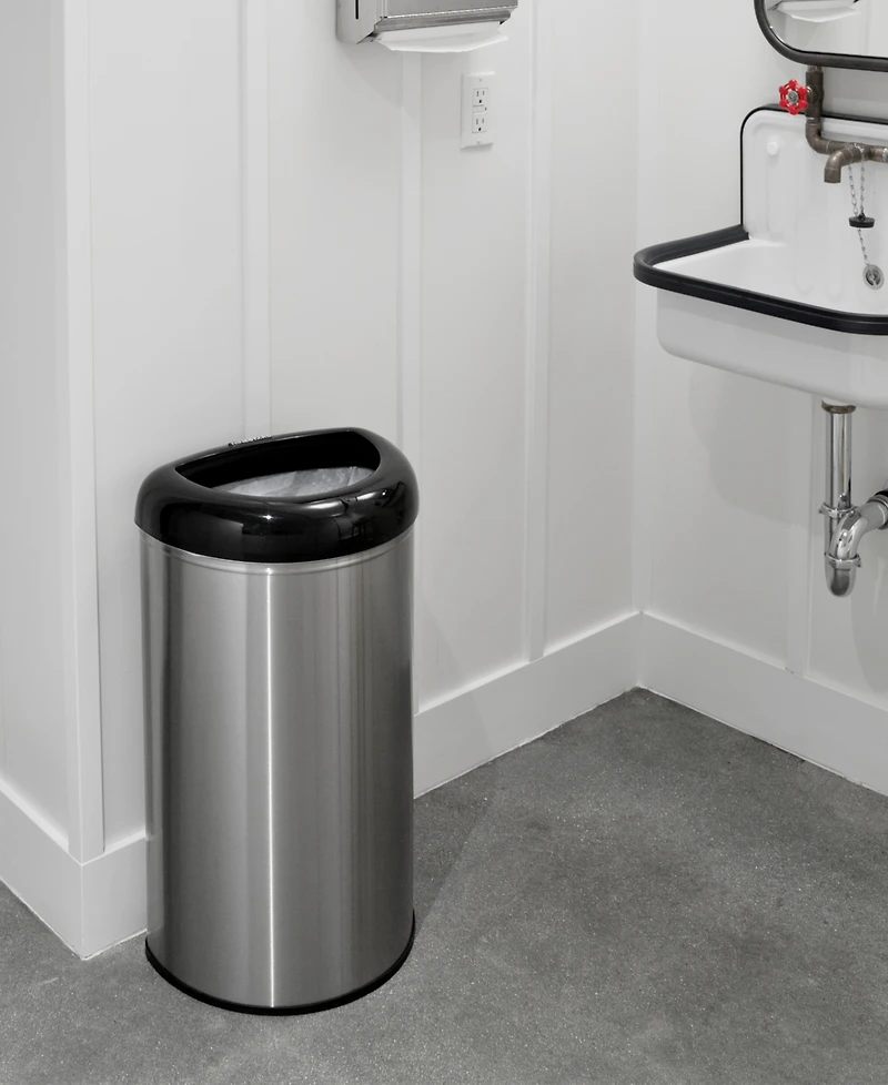 Ninestars Open Top Commercial Trash Can, 13 Gal 50L, Stainless Steel