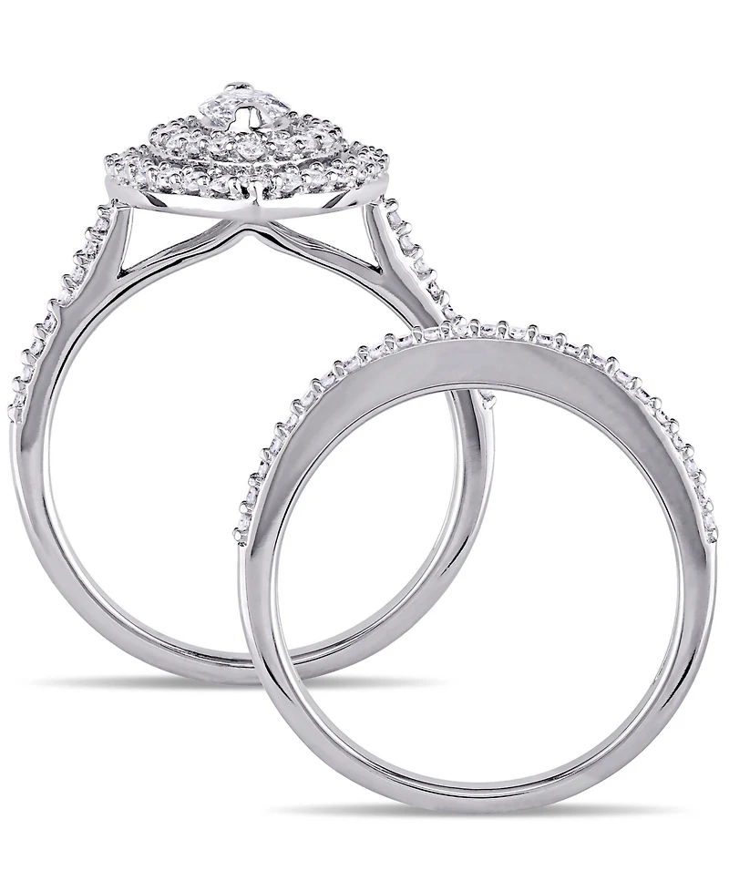 Certified Diamond (1 ct. t.w.) Marquise-Shape Double Halo Bridal Set 14k White Gold