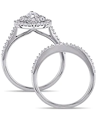 Certified Diamond (1 ct. t.w.) Marquise-Shape Double Halo Bridal Set 14k White Gold