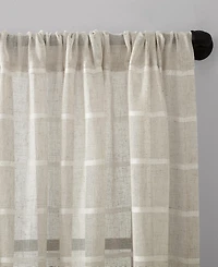 Twill Stripe Anti-Dust Linen Blend Sheer Curtain Panel