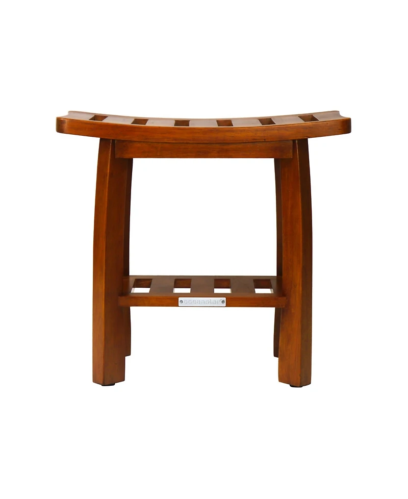 Oceanstar Solid Wood Spa Shower Bench with Storage Shelf