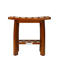 Oceanstar Solid Wood Spa Shower Bench with Storage Shelf