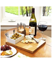 Picnic at Ascot Buxton Bamboo Cheese Board Set with 4 Tools