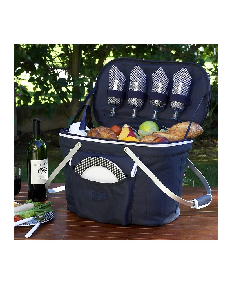 Picnic at Ascot Collapsible Picnic Basket Cooler - Equipped with Service For 4