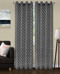 Superior Trellis Sheer 2-Piece Curtain Panels with Grommet Header Top, 52" X 63"