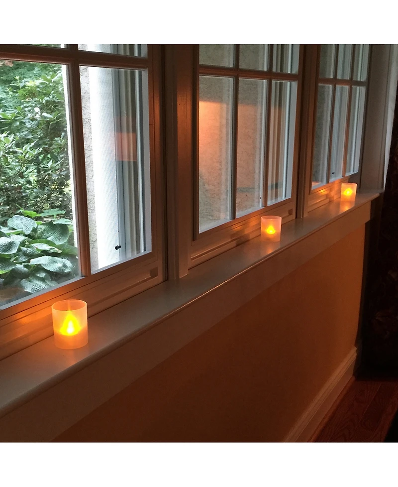 Lumabase Set of 6 Flickering Amber Led Lights in Frosted Votive Holders Cups