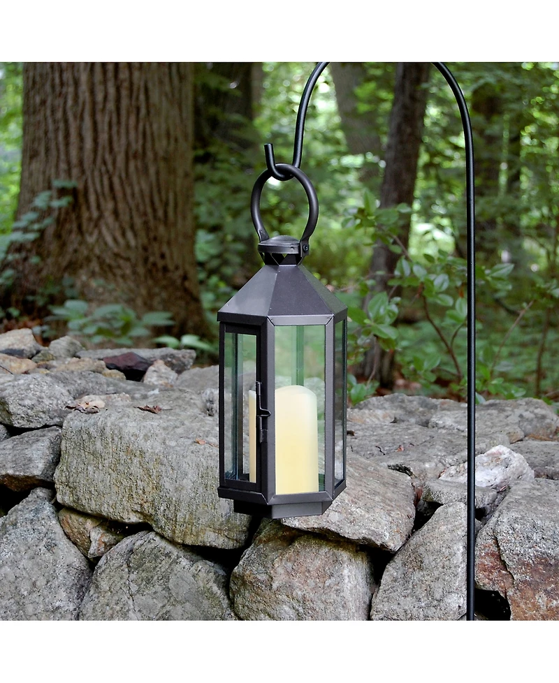 Lumabase Warm Black Hexagon Metal Lantern with Led Candle