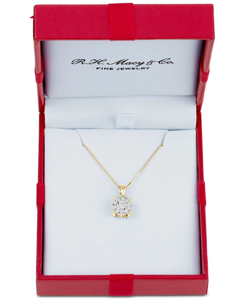 Diamond Halo 18" Pendant Necklace (1/3 ct. t.w.) 14k White, Yellow or Rose Gold