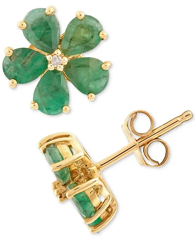 Sapphire (1-3/4 ct. t.w.) & Diamond Accent Stud Earrings 14k Gold (Also Available Emerald Ruby)