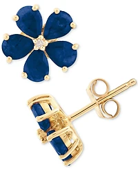 Sapphire (1-3/4 ct. t.w.) & Diamond Accent Stud Earrings 14k Gold (Also Available Emerald Ruby)