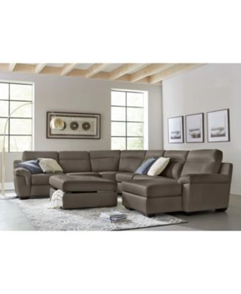 Closeout Julius Ii Leather Power Reclining Sectional Sofa Collection With Power Headrests Usb Power Outlet Created For Macys