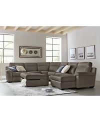 Closeout Julius Ii Leather Power Reclining Sectional Sofa Collection With Power Headrests Usb Power Outlet Created For Macys