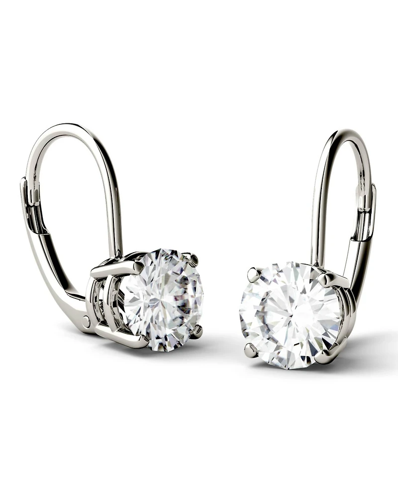 Moissanite Leverback Earrings (2 ct. t.w. Diamond Equivalent) 14k White or Yellow Gold