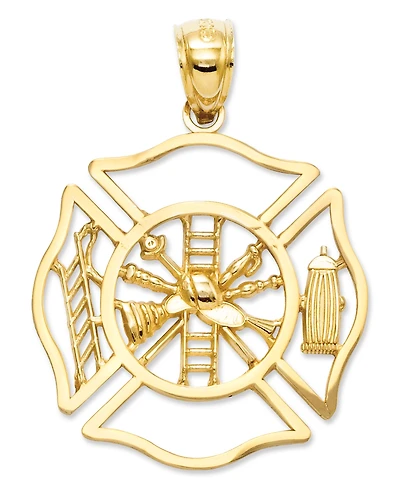14k Gold Charm, Fireman Shield Charm