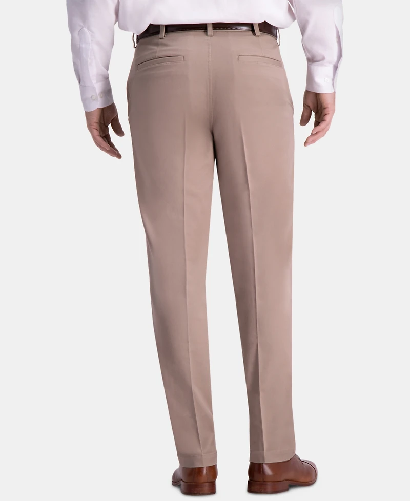 Haggar Men's Premium Comfort Khaki Classic-Fit 2-Way Stretch Wrinkle Resistant Flat Front Casual Pants