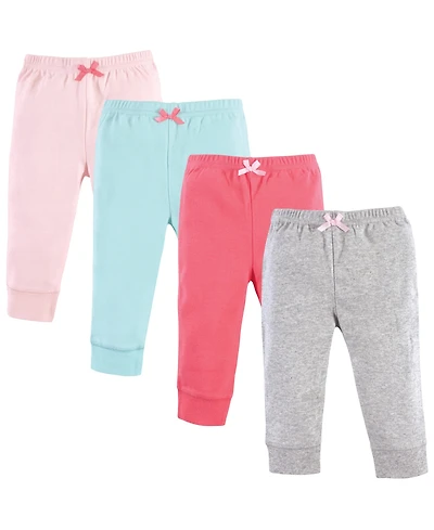 Luvable Friends Baby Girls Four-Piece Collection of Versatile Pants Bottoms