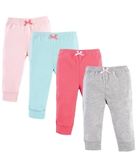 Luvable Friends Baby Girls Four-Piece Collection of Versatile Pants Bottoms