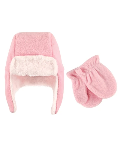 Hudson Baby Toddler Girls Fleece Trapper Hat and Mitten Set