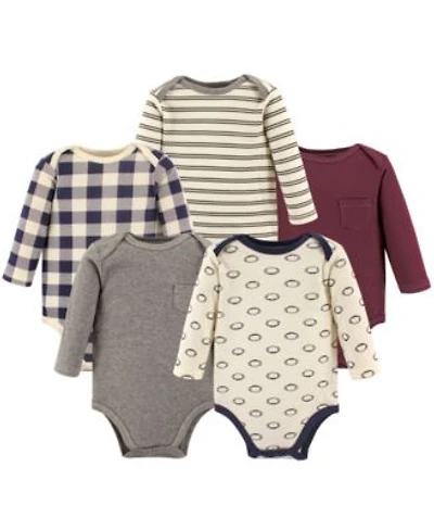 Hudson Baby Boys Five-Piece Collection of Long-Sleeve Cotton Bodysuits