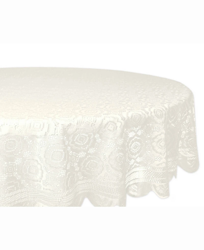 Vintage Polyester Lace Tablecloth 63" Round